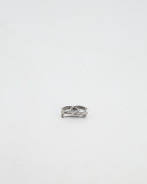 Chanel Gunmetal Silver CC Logo Brooch with Crystal Detail