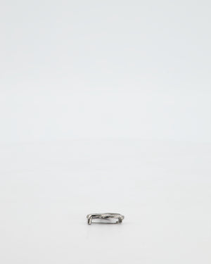 Chanel Gunmetal Silver CC Logo Brooch with Crystal Detail