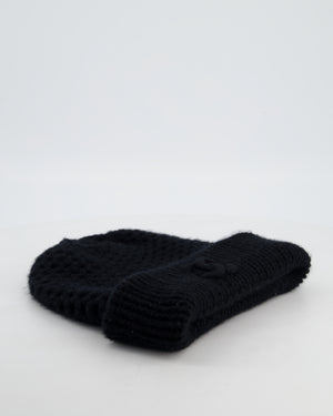 Chanel Black Cashmere Beanie Hat with CC Logo OS