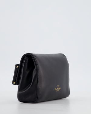 Valentino Black Mini Leather Rockstud Bow Crossbody Bag with Champagne Gold Hardware