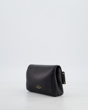 Valentino Black Mini Leather Rockstud Bow Crossbody Bag with Champagne Gold Hardware