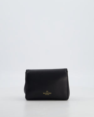 Valentino Black Mini Leather Rockstud Bow Crossbody Bag with Champagne Gold Hardware