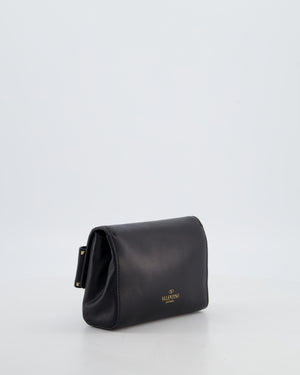Valentino Black Mini Leather Rockstud Bow Crossbody Bag with Champagne Gold Hardware