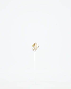 Chanel Small Champagne Gold Dome Earrings Pearl Detail and CC Logo