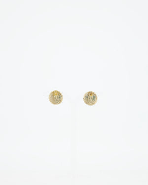Chanel Small Champagne Gold Dome Earrings Pearl Detail and CC Logo