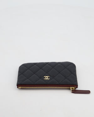 Chanel Black Small Caviar Zip Wallet with Champagne Gold Hardware
