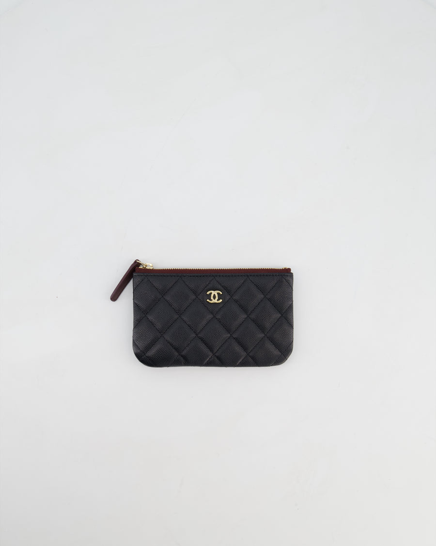 Chanel Black Small Caviar Zip Wallet with Champagne Gold Hardware