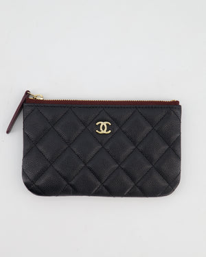 Chanel Black Small Caviar Zip Wallet with Champagne Gold Hardware