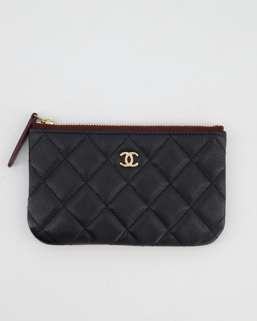 Chanel Black Small Caviar Zip Wallet with Champagne Gold Hardware