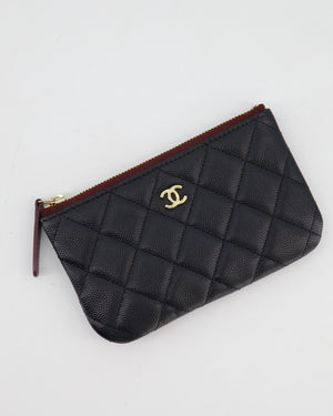 Chanel Black Small Caviar Zip Wallet with Champagne Gold Hardware