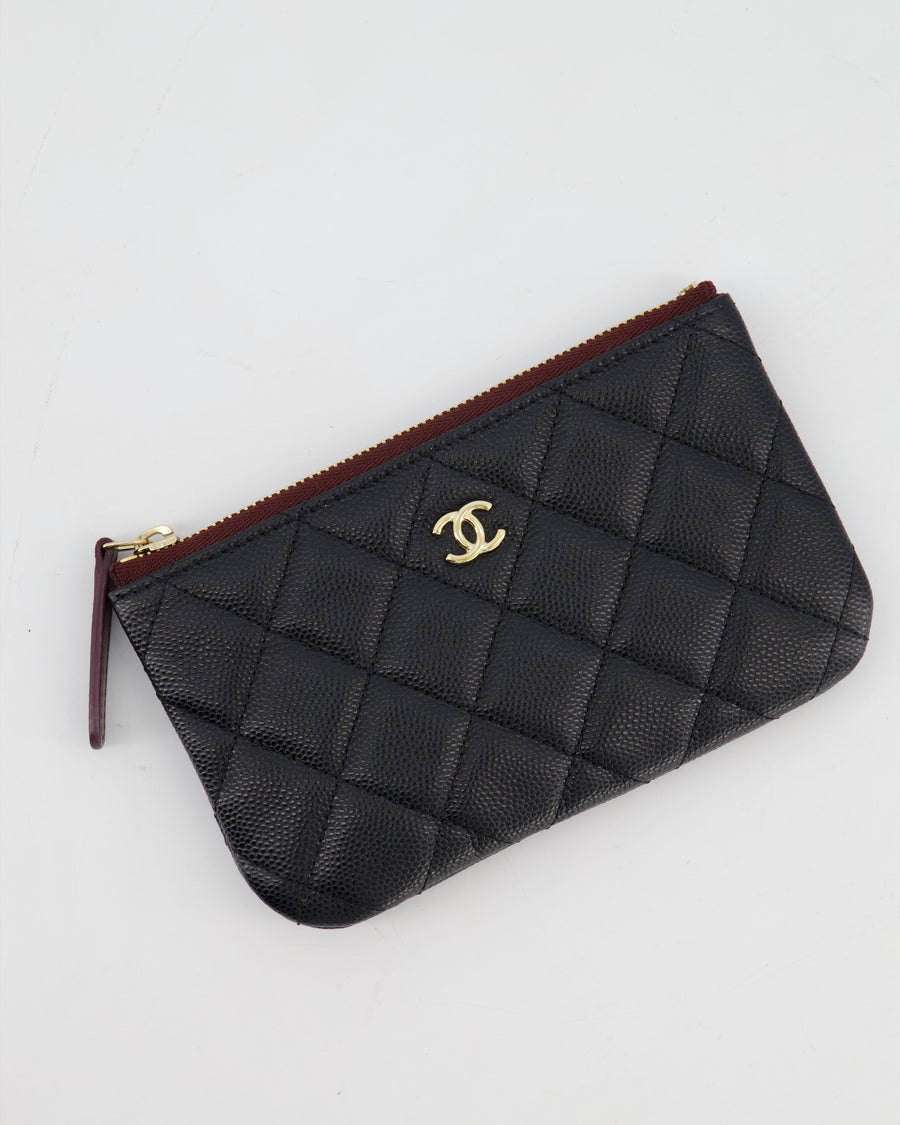 Chanel Black Small Caviar Zip Wallet with Champagne Gold Hardware