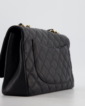 Chanel Black Jumbo Classic Single Flap Bag in Caviar Leather with Gold Hardware