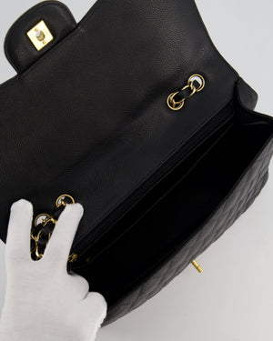 Chanel Black Jumbo Classic Single Flap Bag in Caviar Leather with Gold Hardware