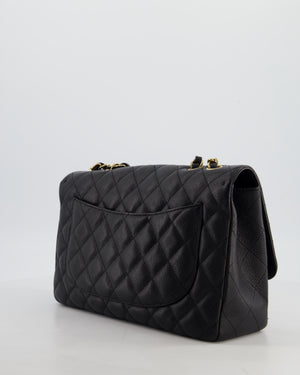 Chanel Black Jumbo Classic Single Flap Bag in Caviar Leather with Gold Hardware