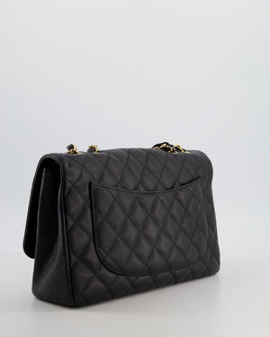 Chanel Black Jumbo Classic Single Flap Bag in Caviar Leather with Gold Hardware