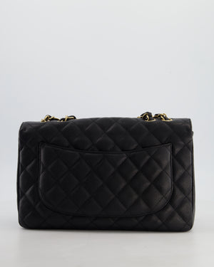Chanel Black Jumbo Classic Single Flap Bag in Caviar Leather with Gold Hardware
