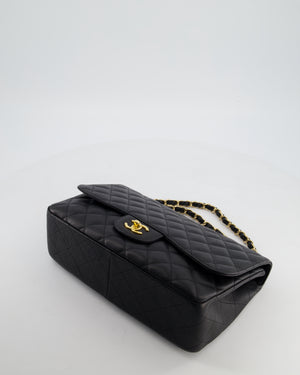 Chanel Black Jumbo Classic Single Flap Bag in Caviar Leather with Gold Hardware