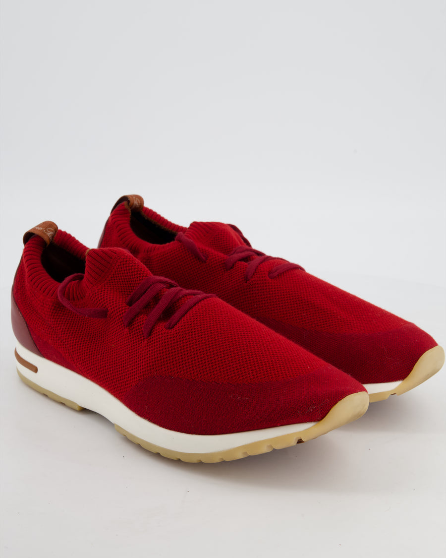 Loro Piana Menswear 360 Flexy Walk Sneaker in Red Wish Wool Fabric Size EU 46