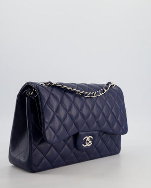 *FIRE PRICE* Chanel Navy Jumbo Classic Double Flap Bag in Lambskin Leather with Silver Hardware RRP £9,540