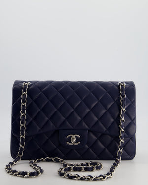 *FIRE PRICE* Chanel Navy Jumbo Classic Double Flap Bag in Lambskin Leather with Silver Hardware RRP £9,540