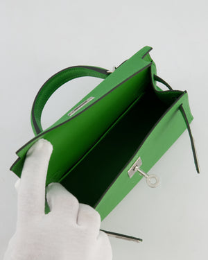 *NEW STAMP* Hermès Mini Kelly II 20 Bag in Vert Yucca Epsom Leather with Palladium Hardware