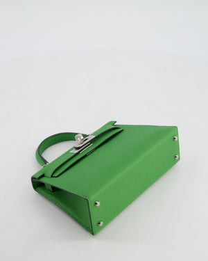*NEW STAMP* Hermès Mini Kelly II 20 Bag in Vert Yucca Epsom Leather with Palladium Hardware
