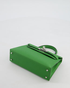 *NEW STAMP* Hermès Mini Kelly II 20 Bag in Vert Yucca Epsom Leather with Palladium Hardware