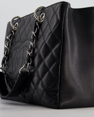 Chanel Black GST Tote Bag in Caviar Leather with Silver Hardware
