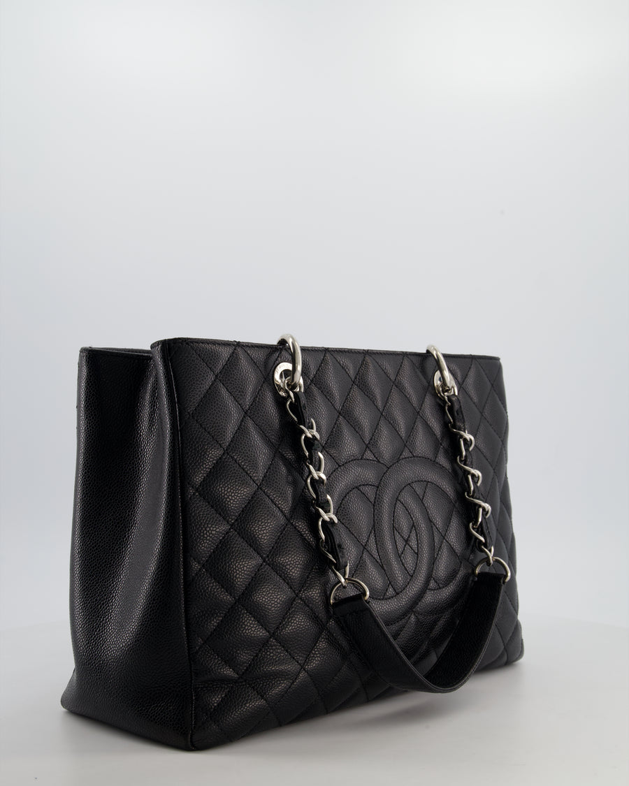 Chanel Black GST Tote Bag in Caviar Leather with Silver Hardware