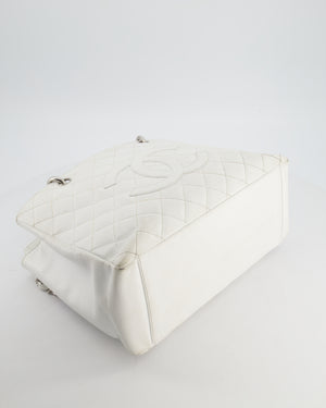 *FIRE PRICE* Chanel White GST Tote Bag in Caviar Leather with Silver Hardware