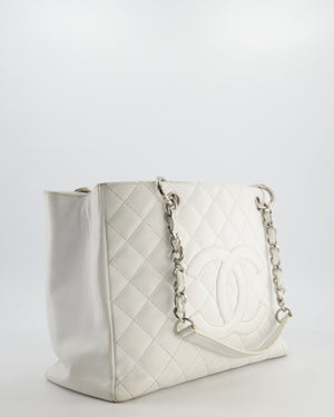 *FIRE PRICE* Chanel White GST Tote Bag in Caviar Leather with Silver Hardware