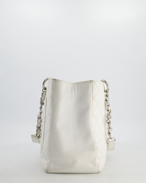 *FIRE PRICE* Chanel White GST Tote Bag in Caviar Leather with Silver Hardware