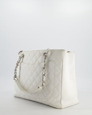 *FIRE PRICE* Chanel White GST Tote Bag in Caviar Leather with Silver Hardware