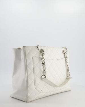 *FIRE PRICE* Chanel White GST Tote Bag in Caviar Leather with Silver Hardware