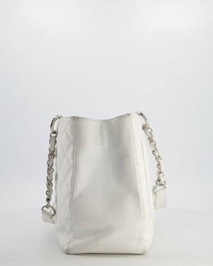 *FIRE PRICE* Chanel White GST Tote Bag in Caviar Leather with Silver Hardware