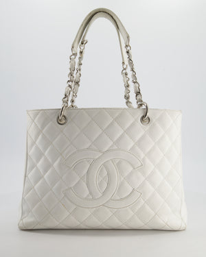 *FIRE PRICE* Chanel White GST Tote Bag in Caviar Leather with Silver Hardware