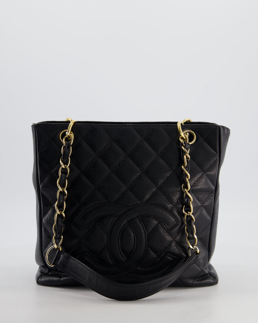 Chanel Black PST Petite Tote Bag in Caviar Leather with Gold Hardware ...