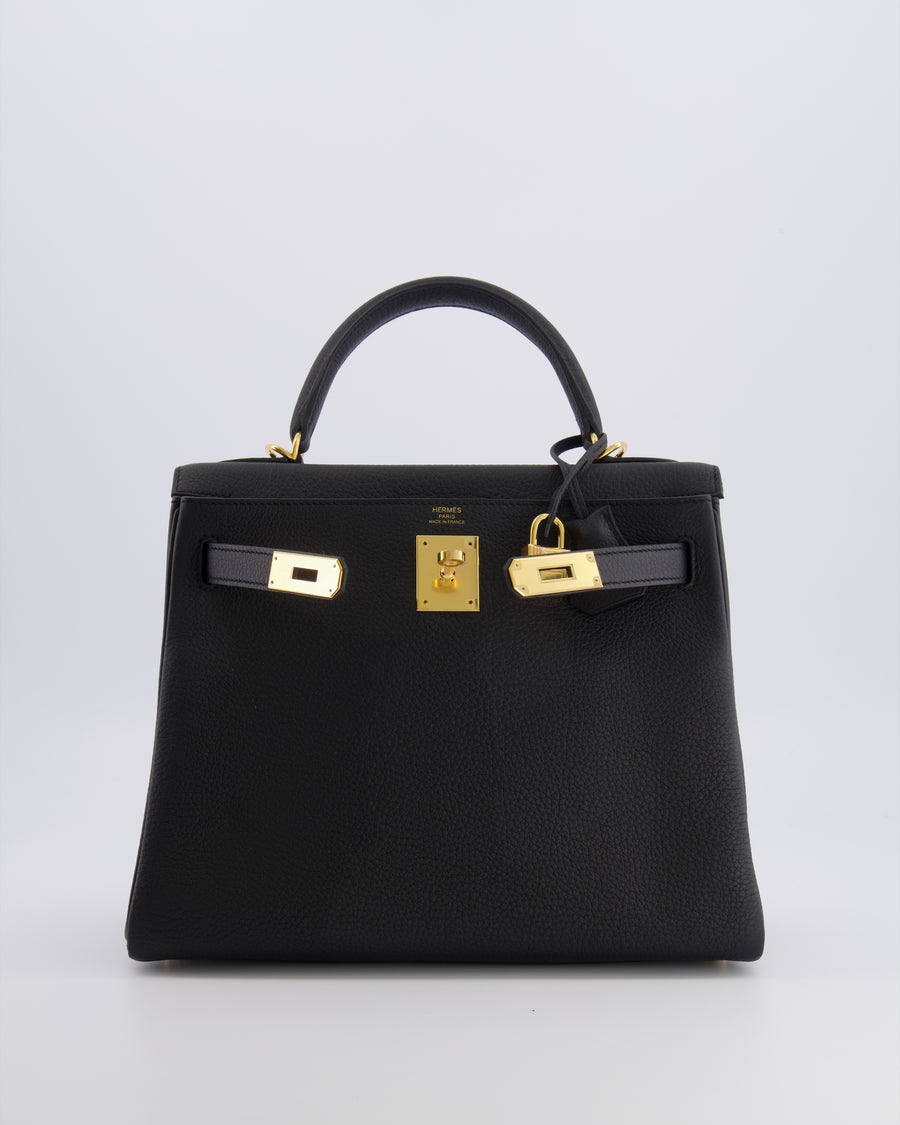 Hermès Kelly 28 Retourne Bag in Black Togo Leather with Gold Hardware