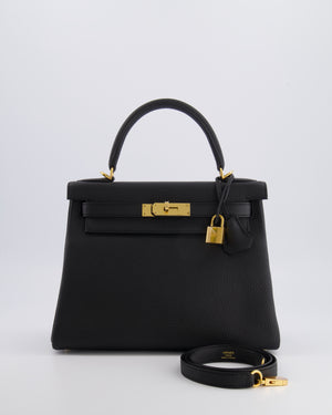 Hermès Kelly 28 Retourne Bag in Black Togo Leather with Gold Hardware