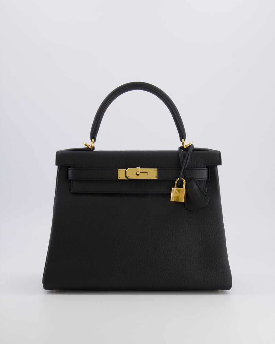 Hermès Kelly 28 Retourne Bag in Black Togo Leather with Gold Hardware