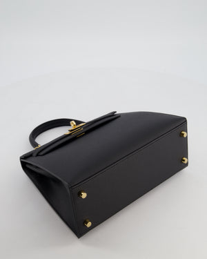 *HOT* Hermès Kelly 25 Sellier Bag in Noir Epsom Leather with Gold Hardware