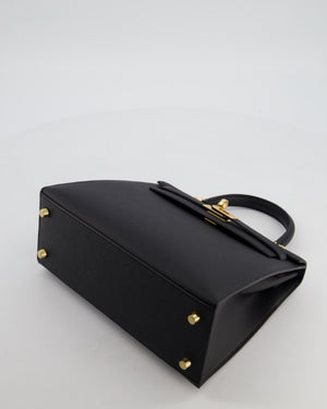 *HOT* Hermès Kelly 25 Sellier Bag in Noir Epsom Leather with Gold Hardware