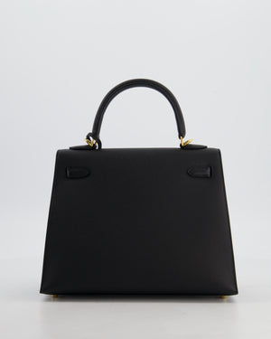 *HOT* Hermès Kelly 25 Sellier Bag in Noir Epsom Leather with Gold Hardware