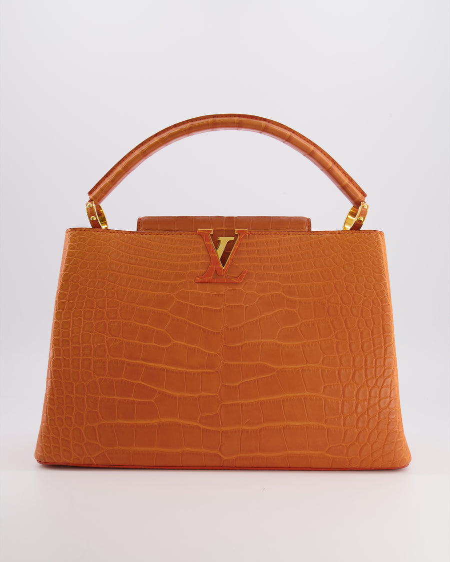 *RARE* Louis Vuitton Mandarine Orange Capucines Large Bag in Crocodile Niloticus Leather with Gold Hardware RRP £32,000