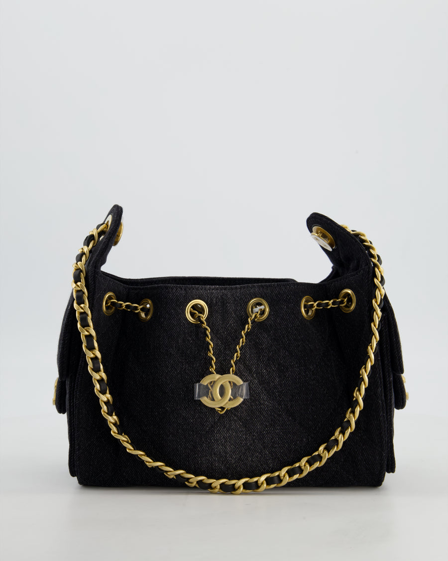*RARE* Chanel 26C Mini 25 Handbag in Black Denim with Brushed Gold Hardware