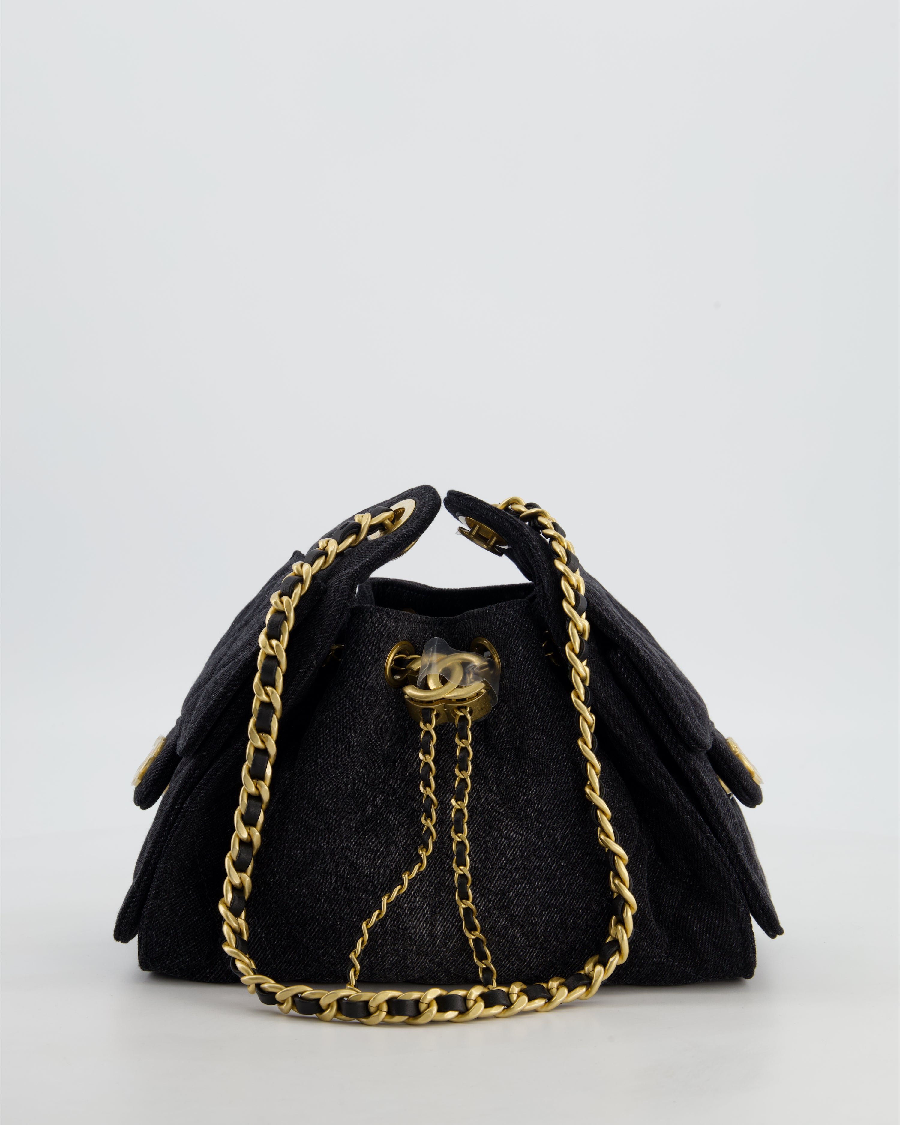 RARE* Chanel 26C Mini 25 Handbag in Black Denim with Brushed Gold RARE* Chanel 26C Mini 25 Handbag in Black Denim with Brushed Gold