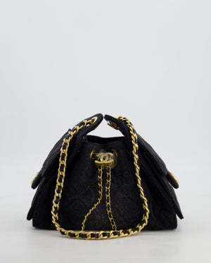 *RARE* Chanel 26C Mini 25 Handbag in Black Denim with Brushed Gold Hardware