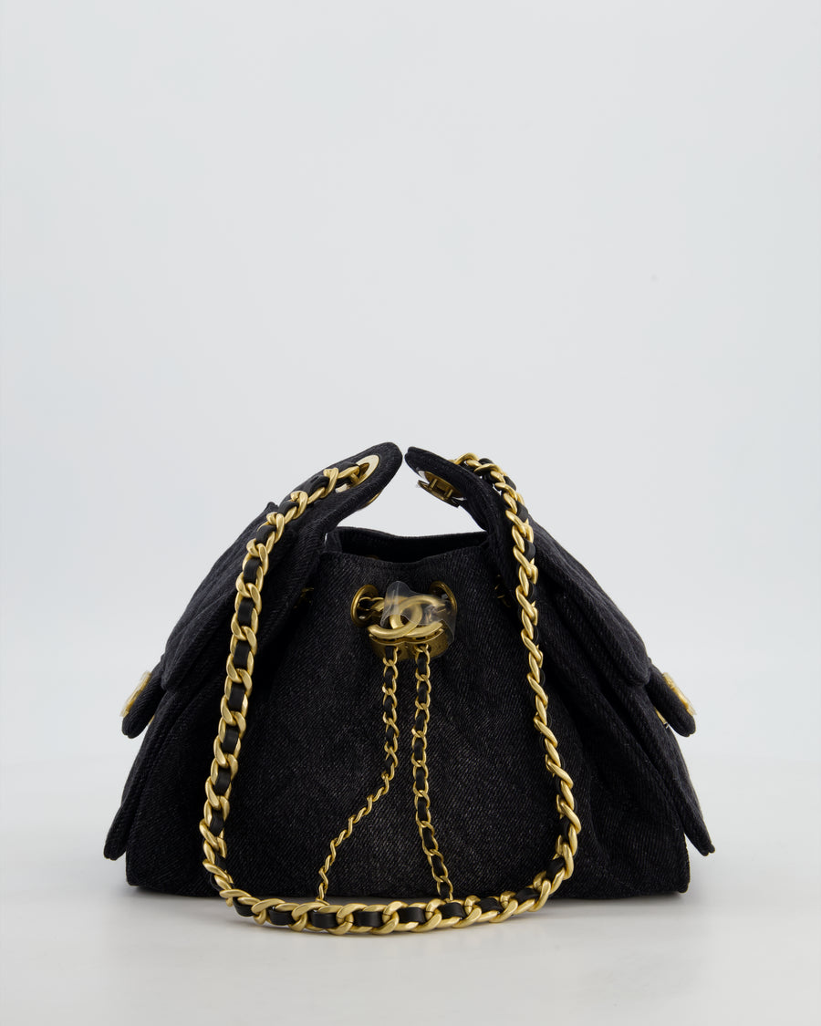 *RARE* Chanel 26C Mini 25 Handbag in Black Denim with Brushed Gold Hardware