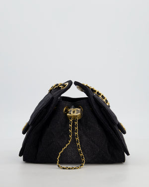 *RARE* Chanel 26C Mini 25 Handbag in Black Denim with Brushed Gold Hardware