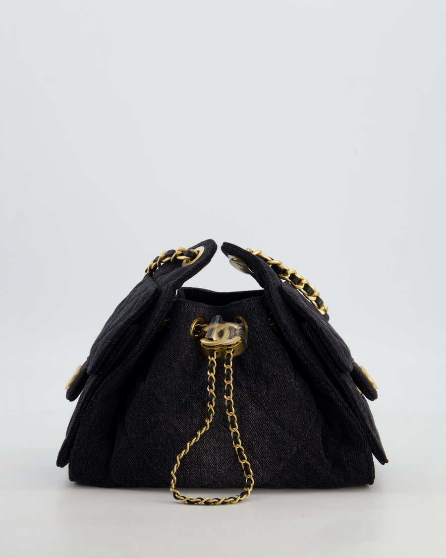 *RARE* Chanel 26C Mini 25 Handbag in Black Denim with Brushed Gold Hardware